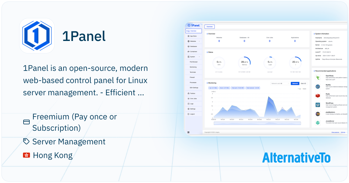 1Panel: Control panel for Linux server management | AlternativeTo