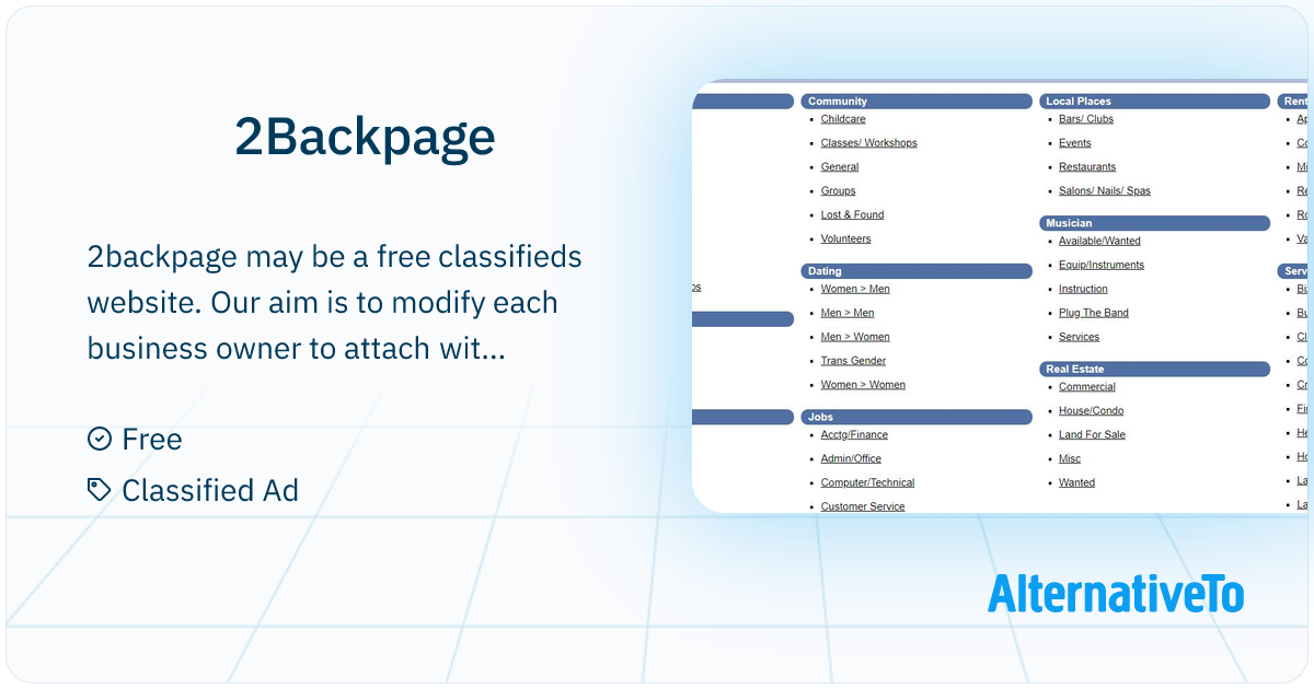 2Backpage: Classified ads for events, jobs, rentals, real estate, buy ...
