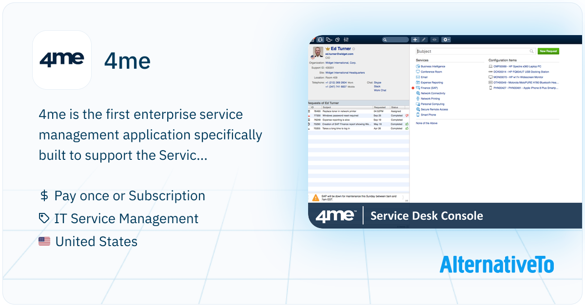 4me: Premium service management application for large multinational ...