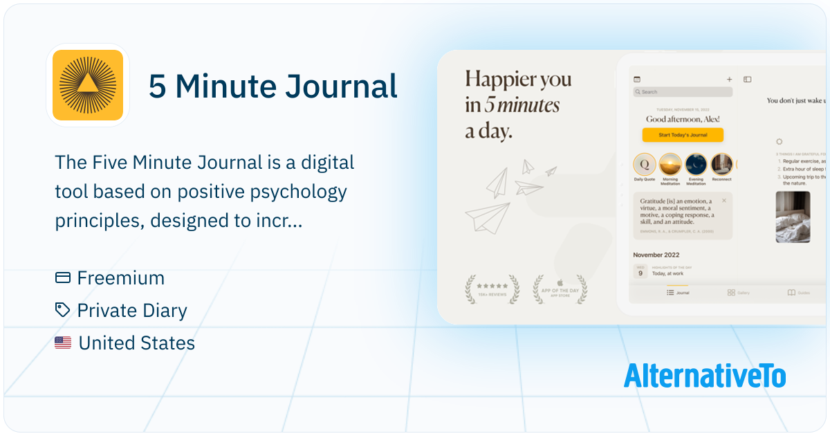 Journal 5 5 Minute Journal: The Five Minute Journal is an app that utilizes ...