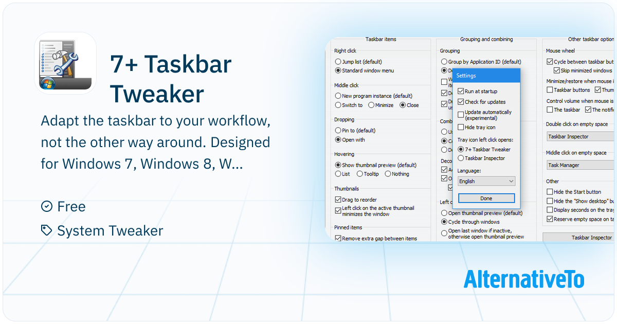 7+ Taskbar Tweaker: Customize the Windows taskbar with dozens of ...