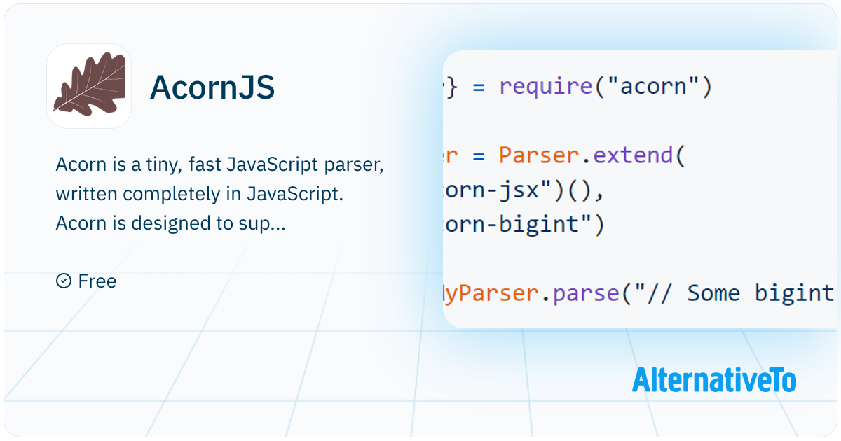 AcornJS: Acorn is a tiny, fast JavaScript parser, written | AlternativeTo