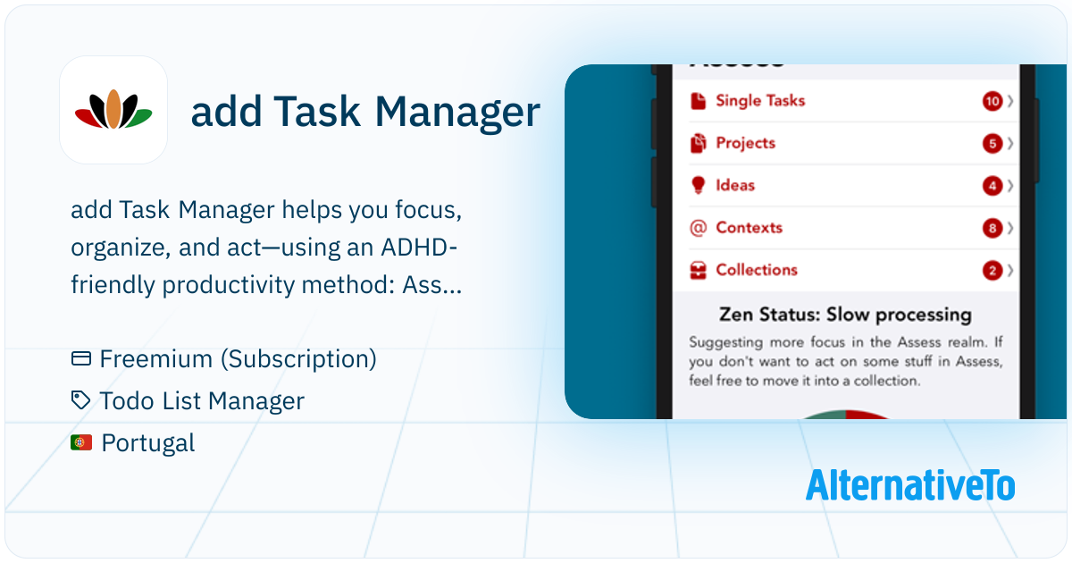 add Task Manager: ADHD-friendly task manager, implementing the proven ...