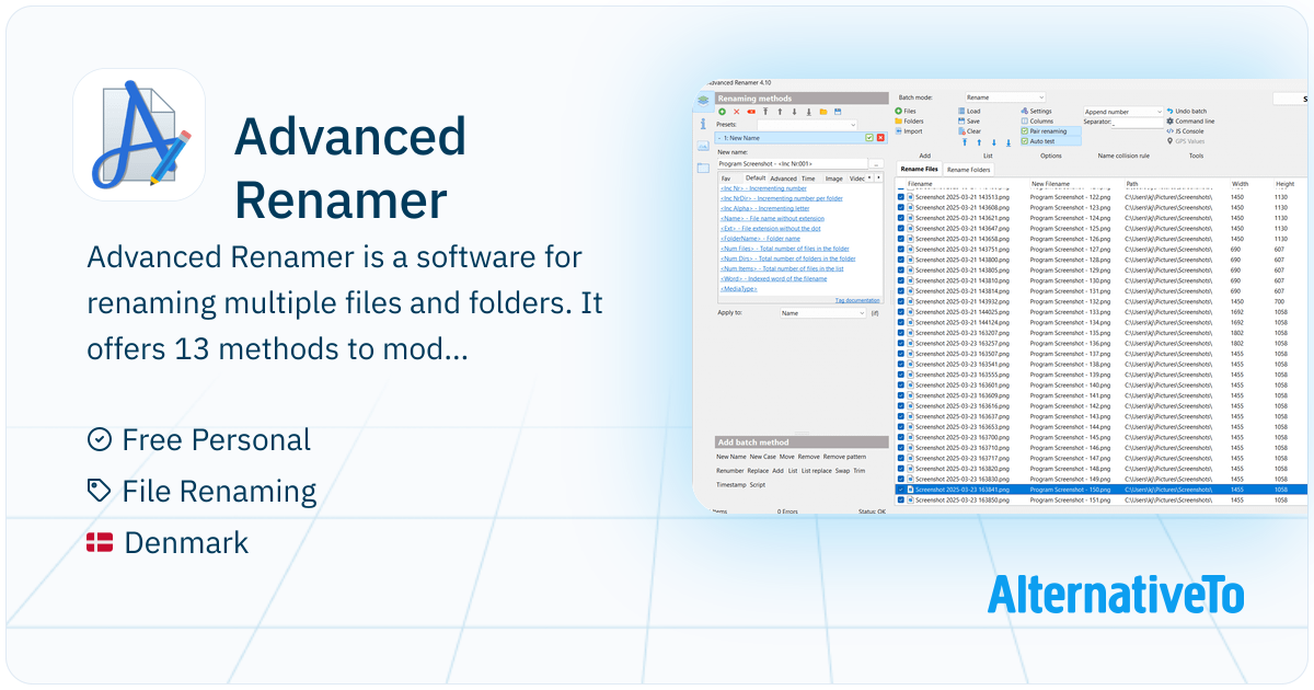Advanced Renamer: Batch file renaming with metadata, GPS, and undo ...