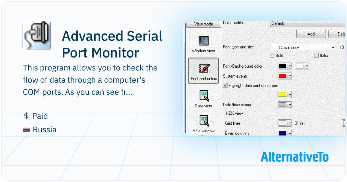 Advanced Serial Monitor Advanced Serial Port Monitor: This program allows you to check the flow ...