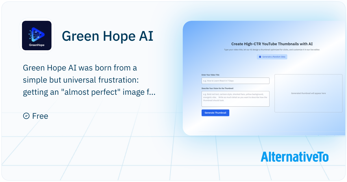 Green Hope AI: An AI thumbnail generator that lets you edit the text ...