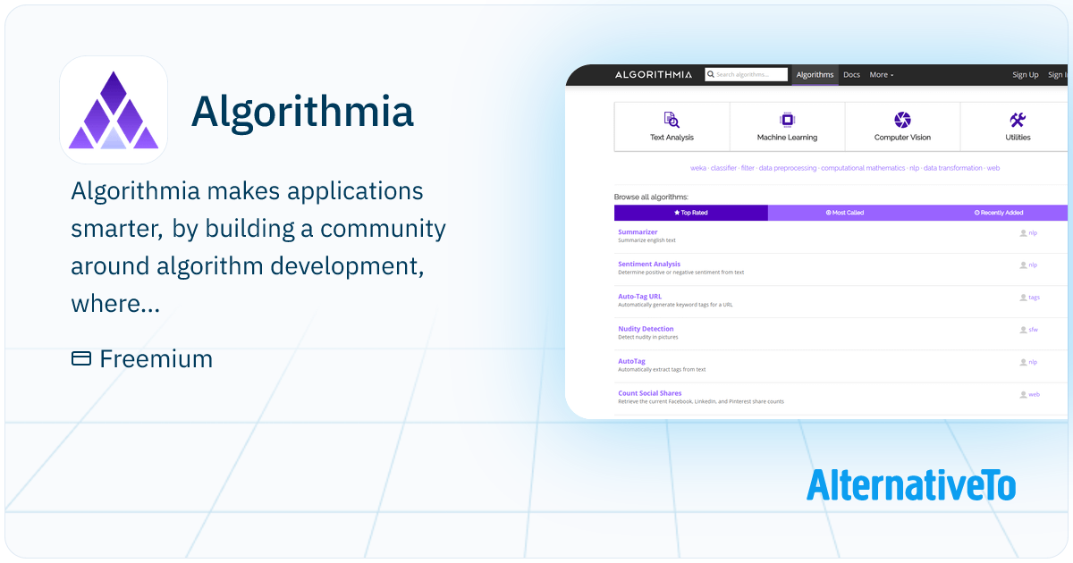 Algorithmia: Marketplace for algorithms | AlternativeTo