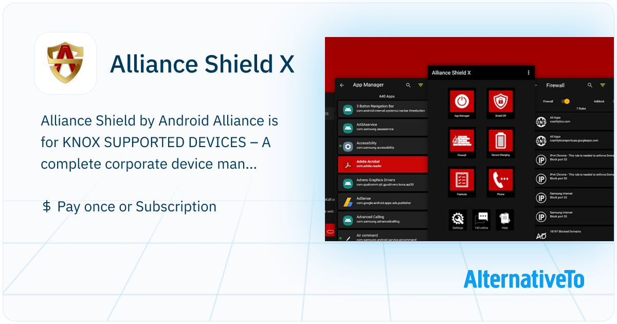 Alliance Shield X Alliance Shield by Android Alliance is for