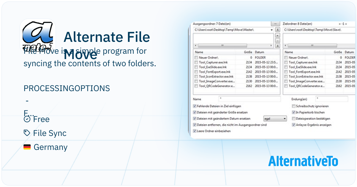 Alternate File Move: Sync two folders on Windows | AlternativeTo