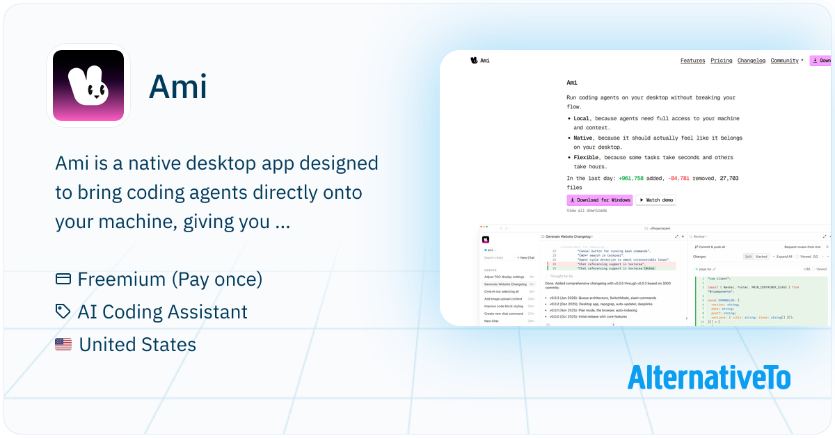 Ami: Native desktop app that lets you run coding agents locally, chat ...