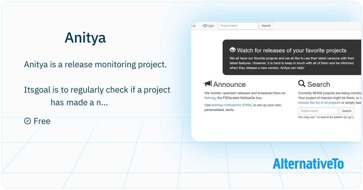 Anitya: A software release monitoring project | AlternativeTo