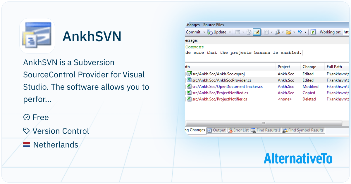 AnkhSVN: Subversion version control within Visual Studio IDE ...