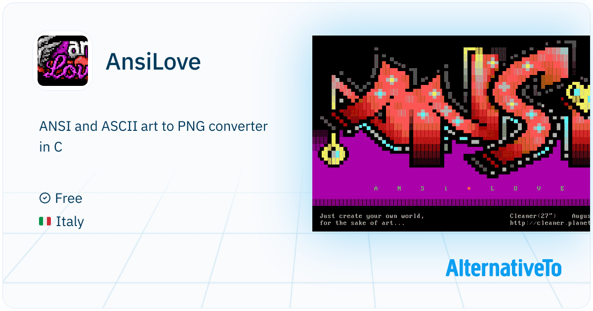 AnsiLove: ANSI and ASCII art to PNG converter in C | AlternativeTo