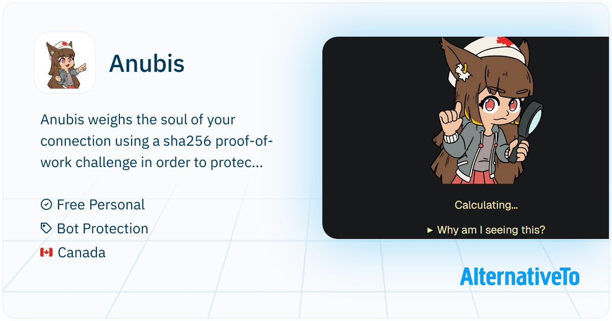 Anubis: Applies sha256 proof-of-work for HTTP to block aggressive bot ...