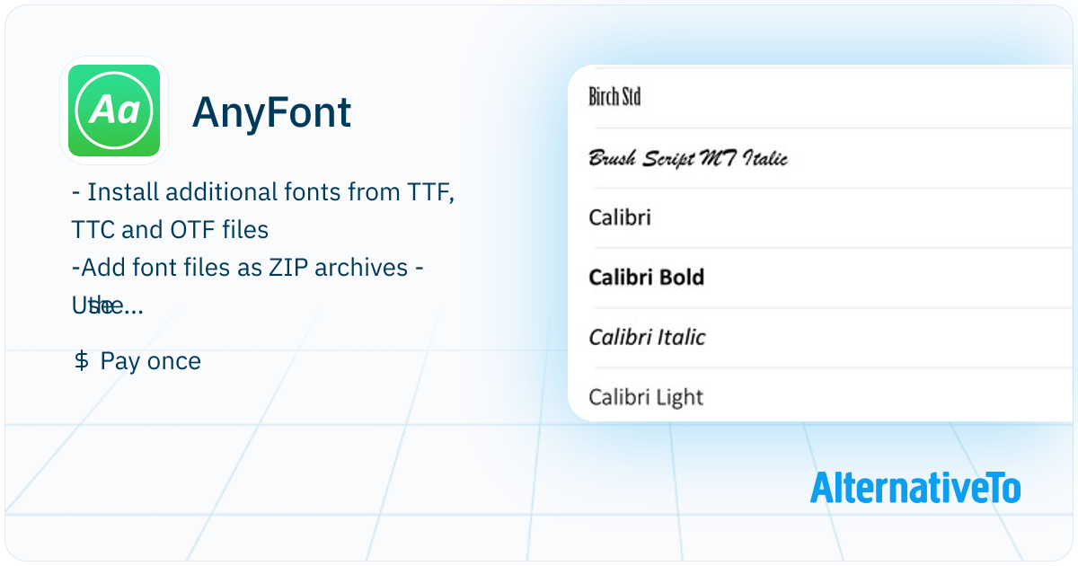 AnyFont: - Install additional fonts from TTF, TTC and OTF | AlternativeTo