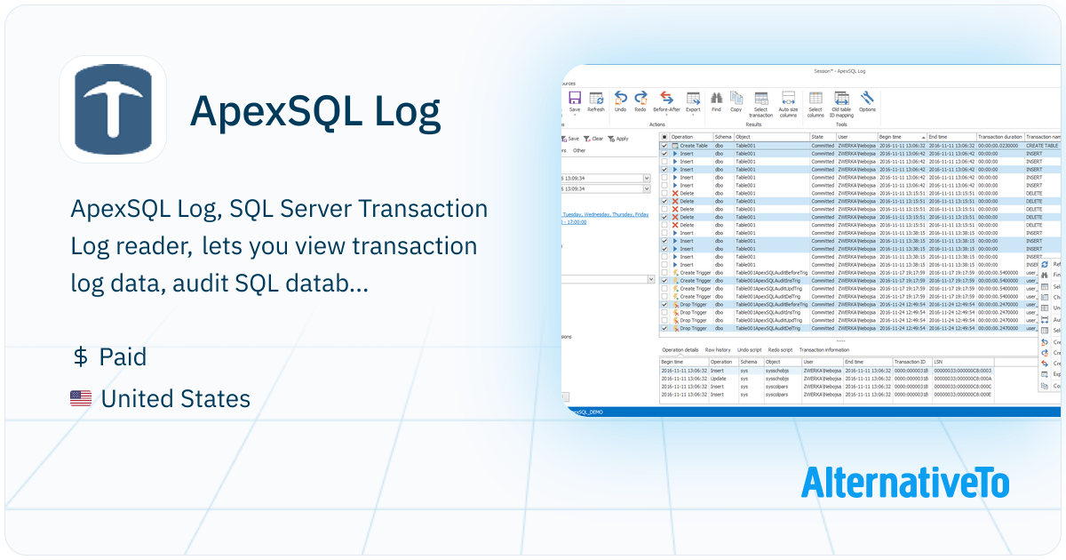 ApexSQL Log: A SQL transaction log reader for forensic auditing and ...