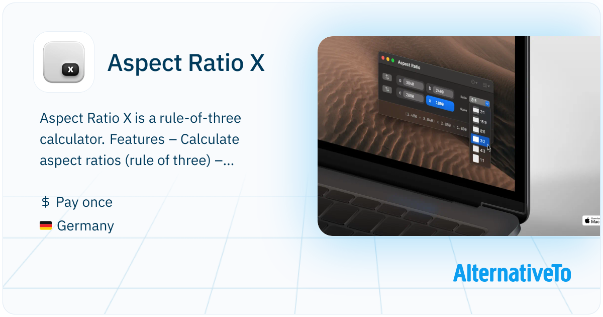 Aspect Aspect Ratio X: Rule-of-three calculator | AlternativeTo