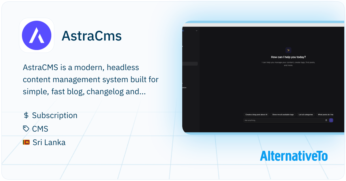 AstraCms: AstraCMS is a lightweight, headless CMS for creators and ...