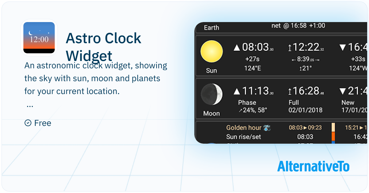 Astro Clock Widget: An astronomic clock widget, showing the sky with ...