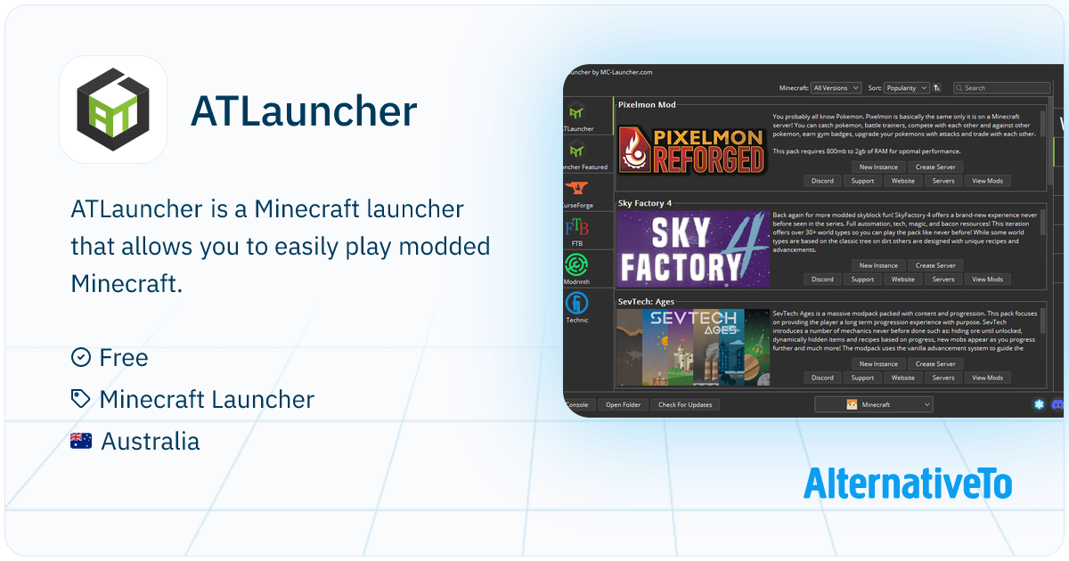 ATLauncher: Minecraft launcher that allows | AlternativeTo