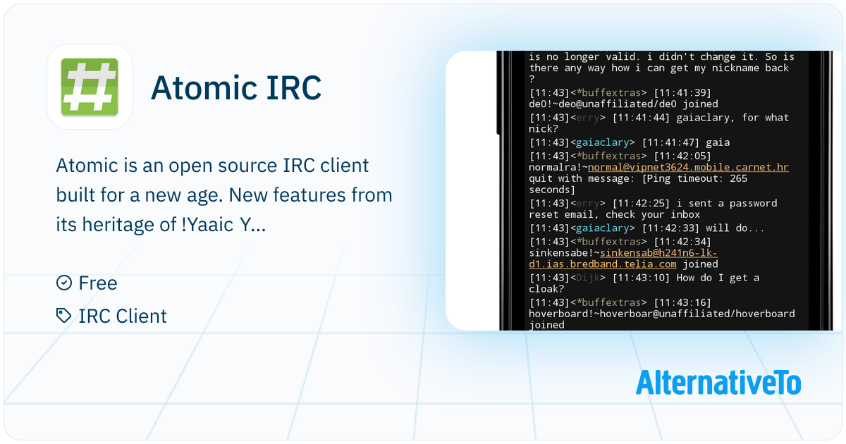 Atomic IRC: Atomic is an open source IRC client built for a | AlternativeTo