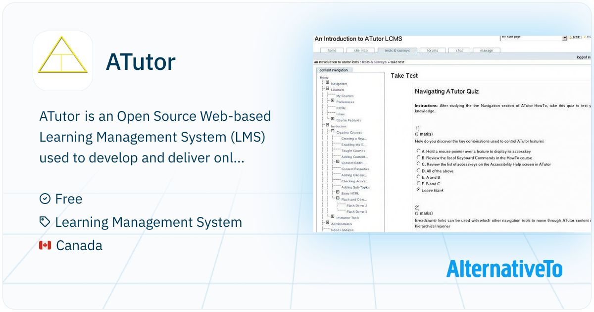 ATutor: Open Source Web-based Learning | AlternativeTo