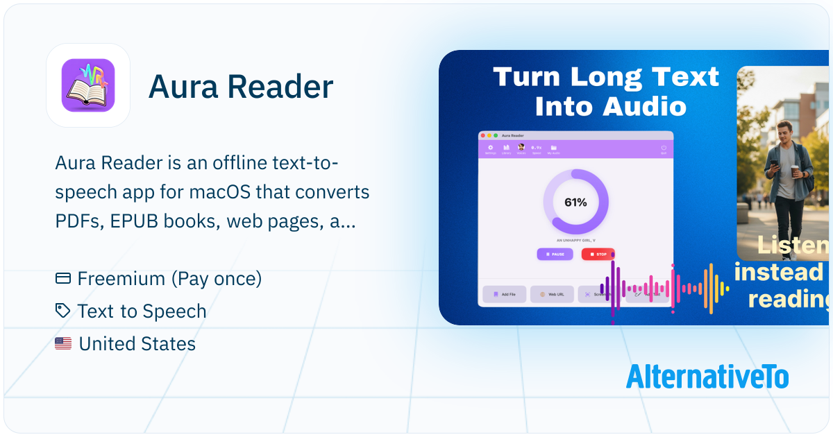 Offline Reader Aura Reader: Offline macOS app that uses lifelike voices to transform ...