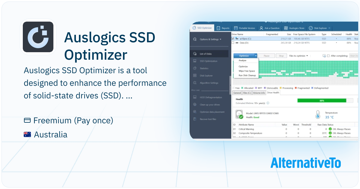 Ssd Management Software Auslogics SSD Optimizer: SSD performance tool with space, health, and ...