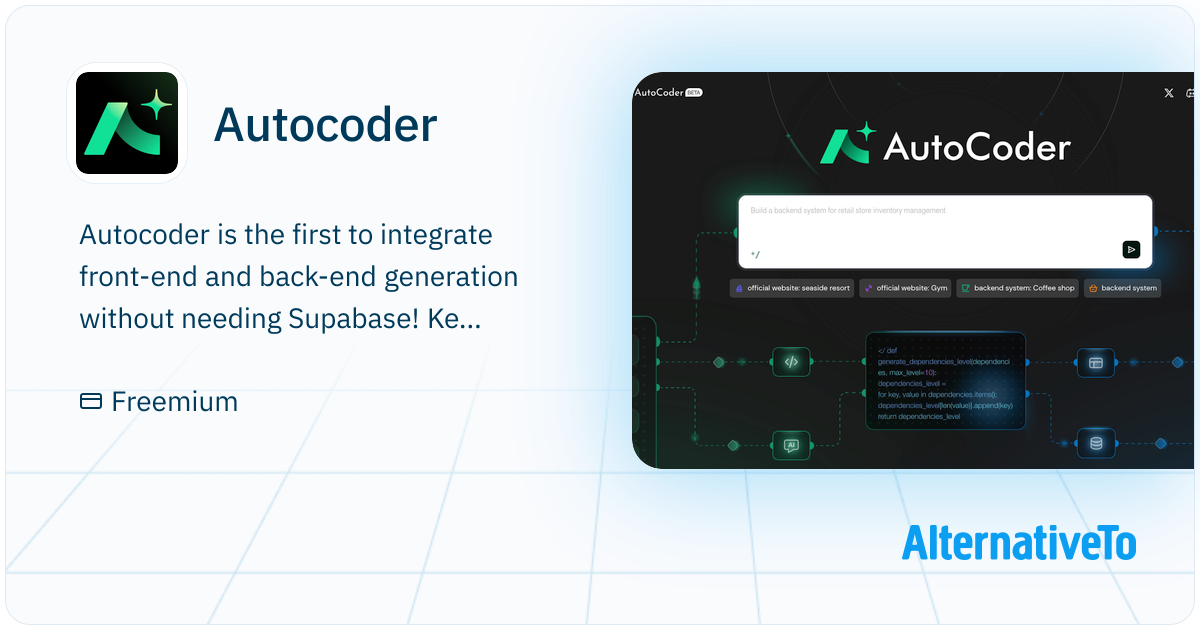 Autocoder: The first to integrate front-end and | AlternativeTo
