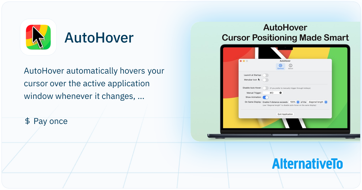 AutoHover: Automatically hovers your cursor over the active application ...