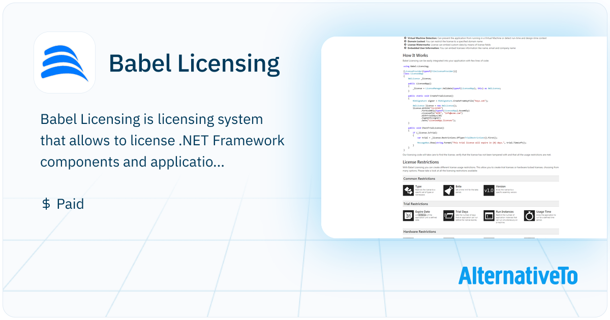 Babel Licensing: Is licensing system that allows | AlternativeTo