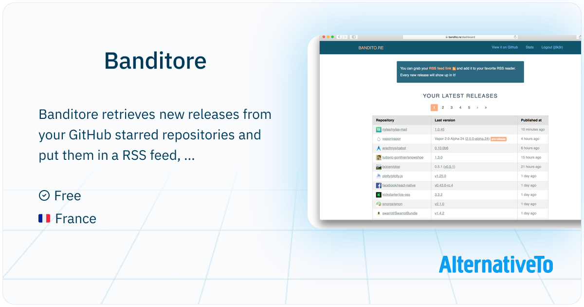 Banditore: Retrieves new releases from your GitHub starred repositories ...