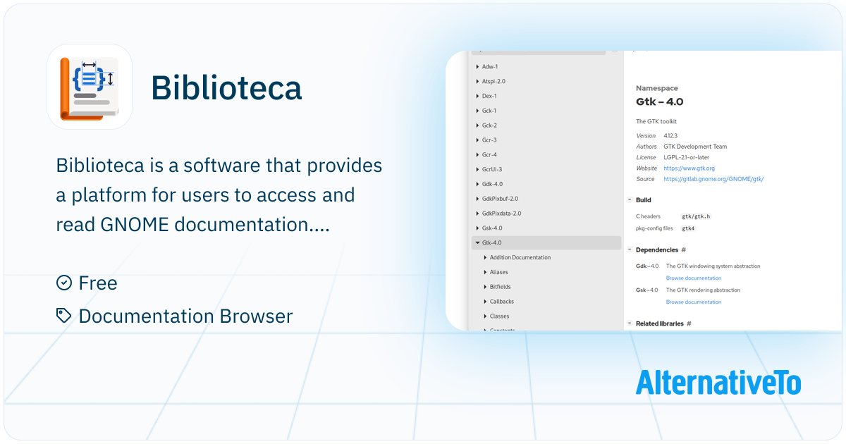 Biblioteca: Lets you browse and read GNOME documentation | AlternativeTo