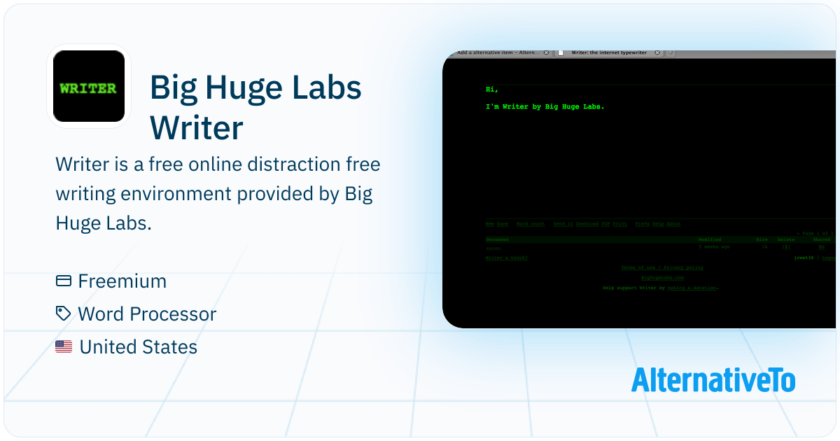 Big Huge Labs Writer: Writer is a free online distraction free writing ...