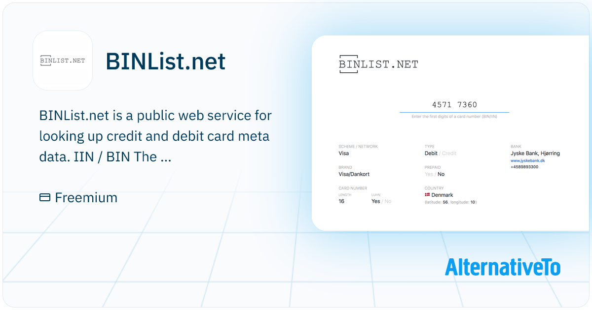 BINList.net: Public web service for looking up credit and debit card ...