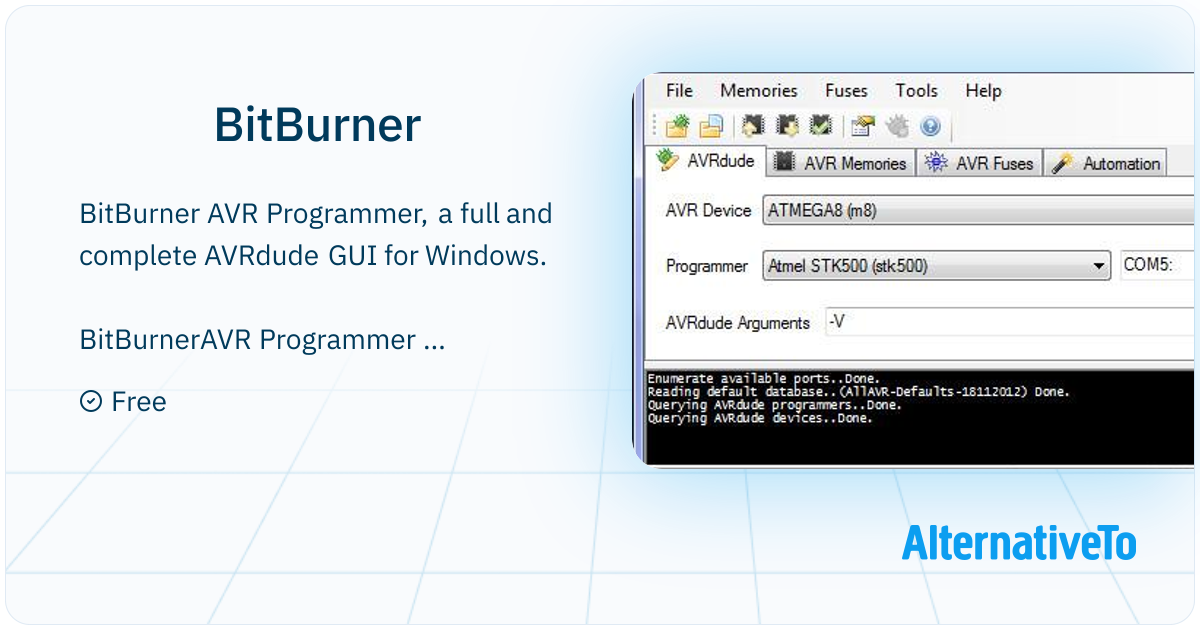 BitBurner: AVR Programmer, a full and complete | AlternativeTo