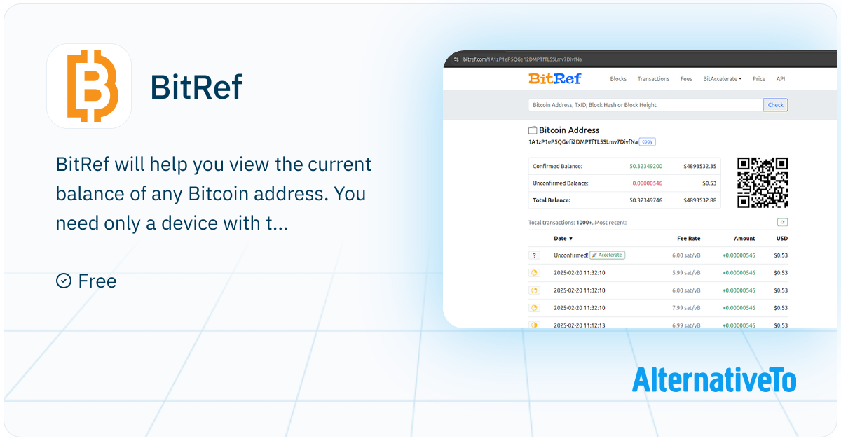 BitRef: Will help you view the current balance of | AlternativeTo