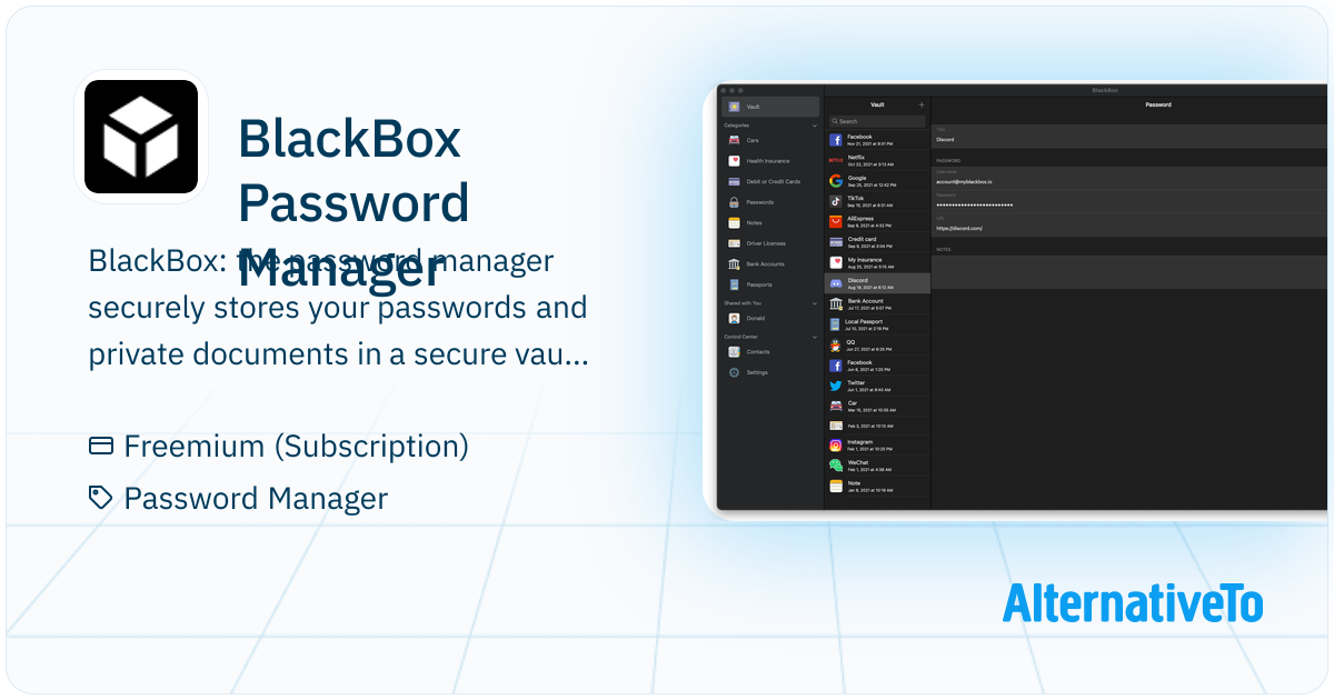 BlackBox Password Manager: Password manager and digital vault ...
