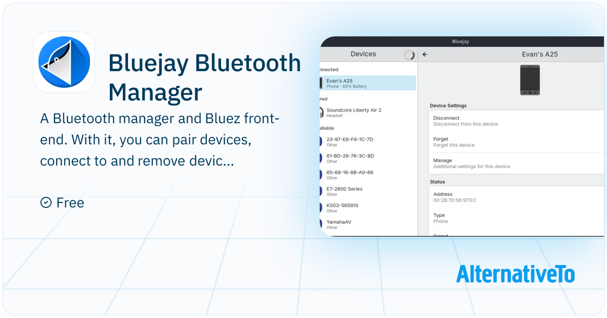 Bluejay Bluetooth Manager: Bluetooth manager written in Qt | AlternativeTo