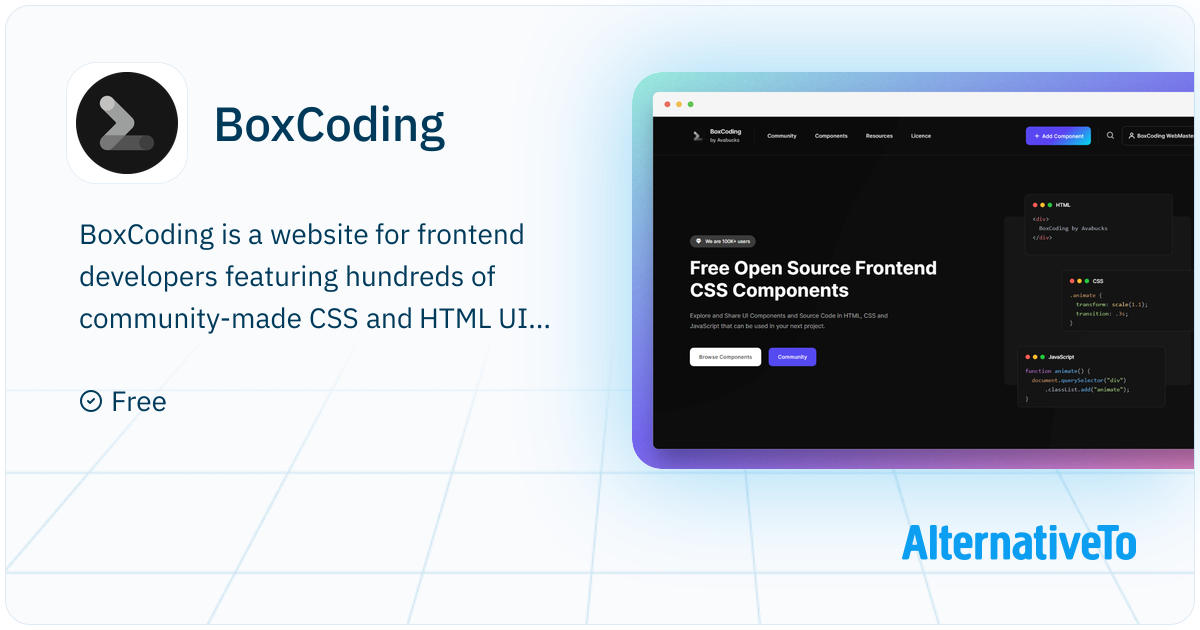 BoxCoding: Free Open Source Frontend CSS Components | AlternativeTo