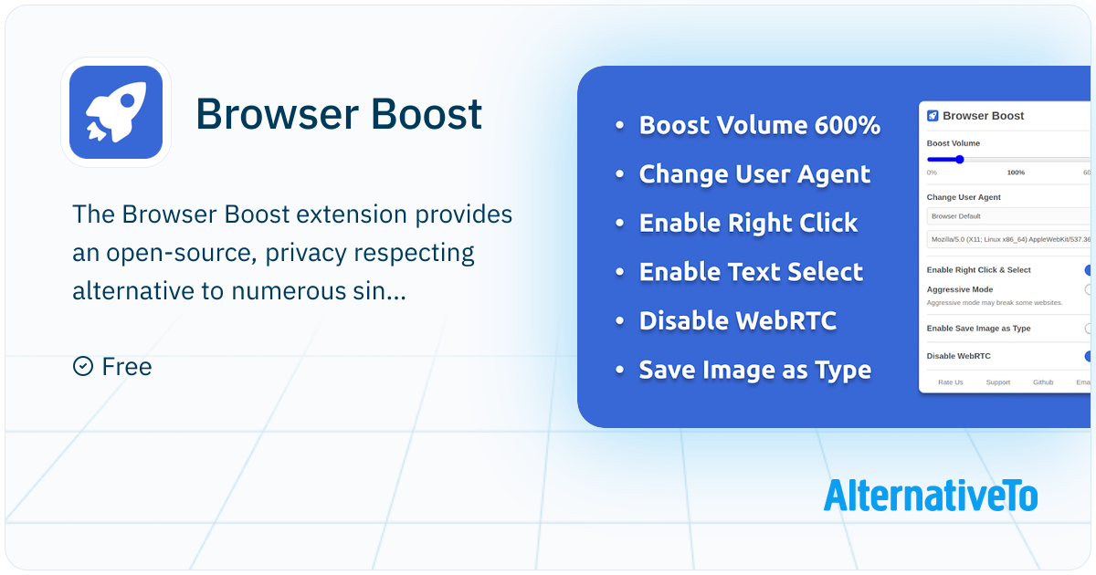 User Boosting Browser Boost: Browser extension to boost volume, change user agent ...