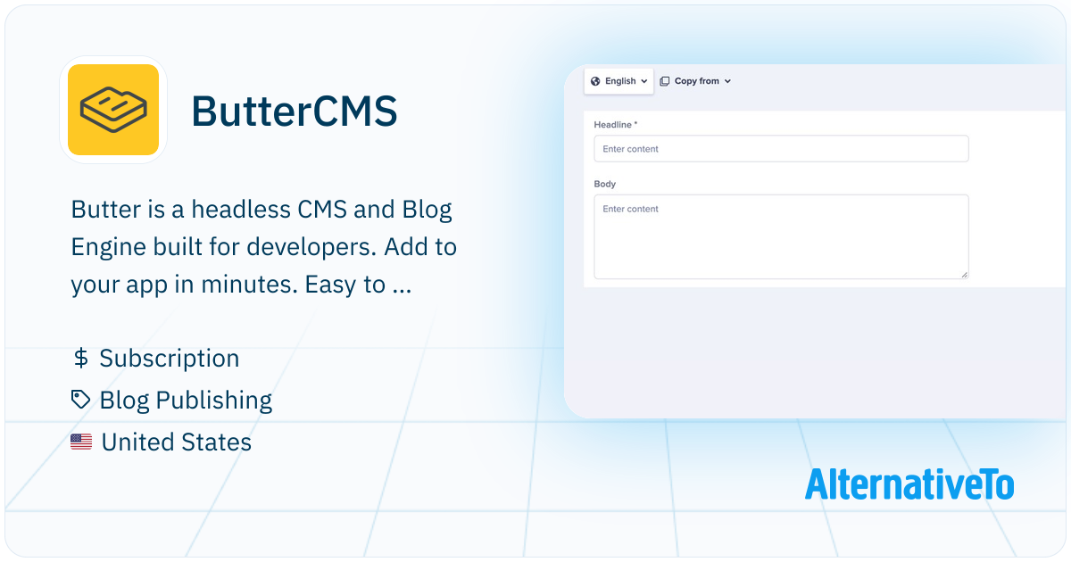 ButterCMS: Headless CMS and Blog Engine built for developers. Add to ...