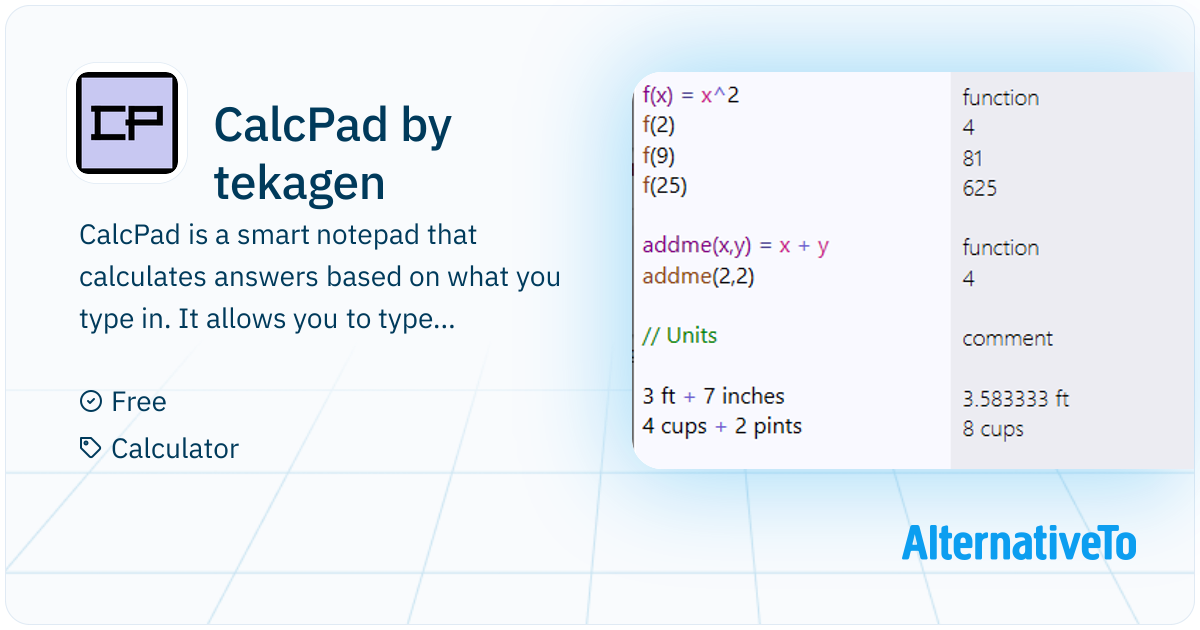 CalcPad by tekagen: CalcPad is a smart notepad that calculates answers ...