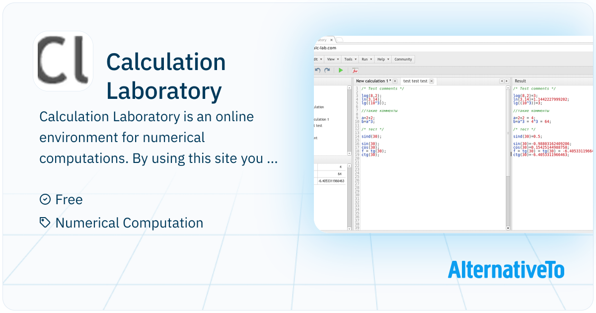 Calculation Laboratory: Online environment | AlternativeTo