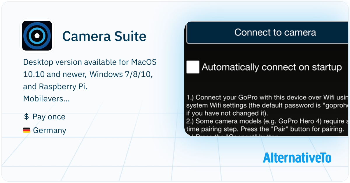 Camera Suite: Control action cameras such as GoPro Hero 2/3/3+/4/5/6/7 ...