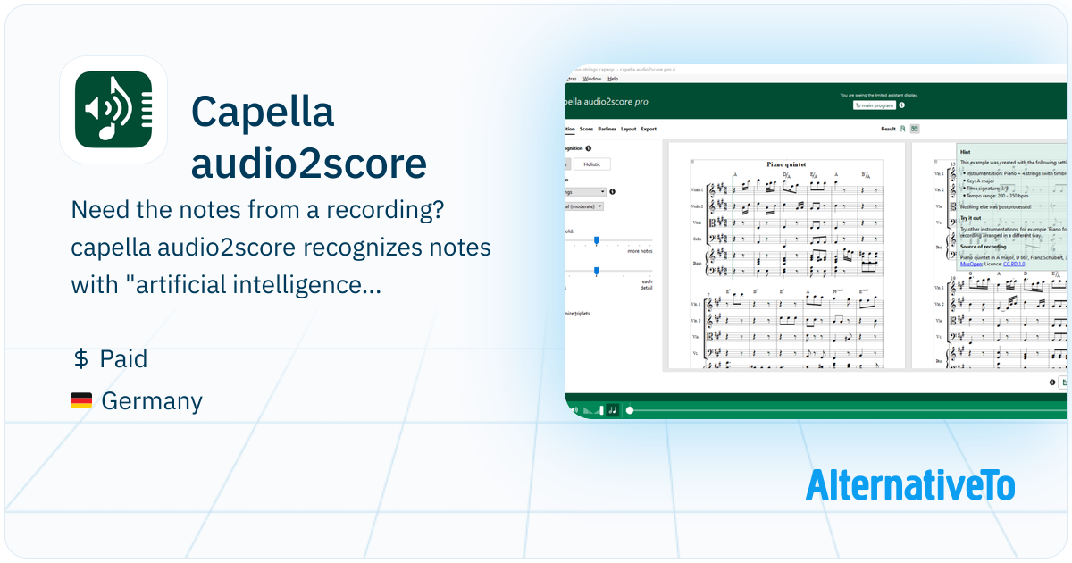Capella audio2score: Hear music, see sheet music - Extract notes from ...