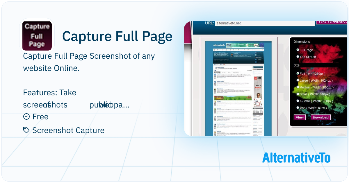 Capture Full Page: Screenshot of any website | AlternativeTo