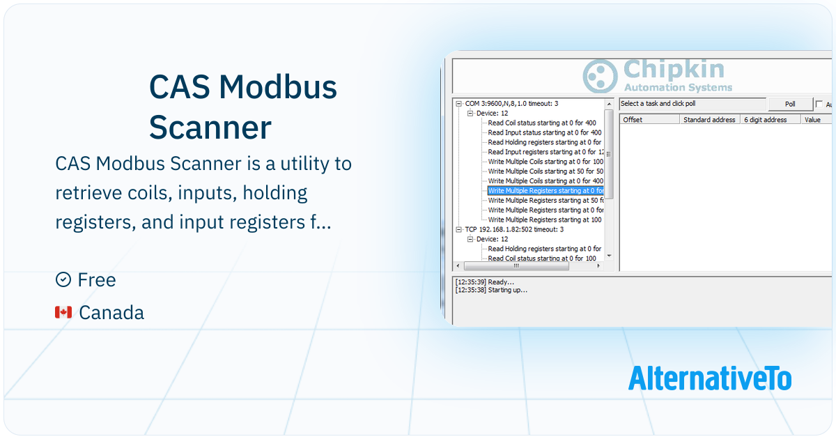 CAS Modbus Scanner: Utility to retrieve coils, inputs, holding ...