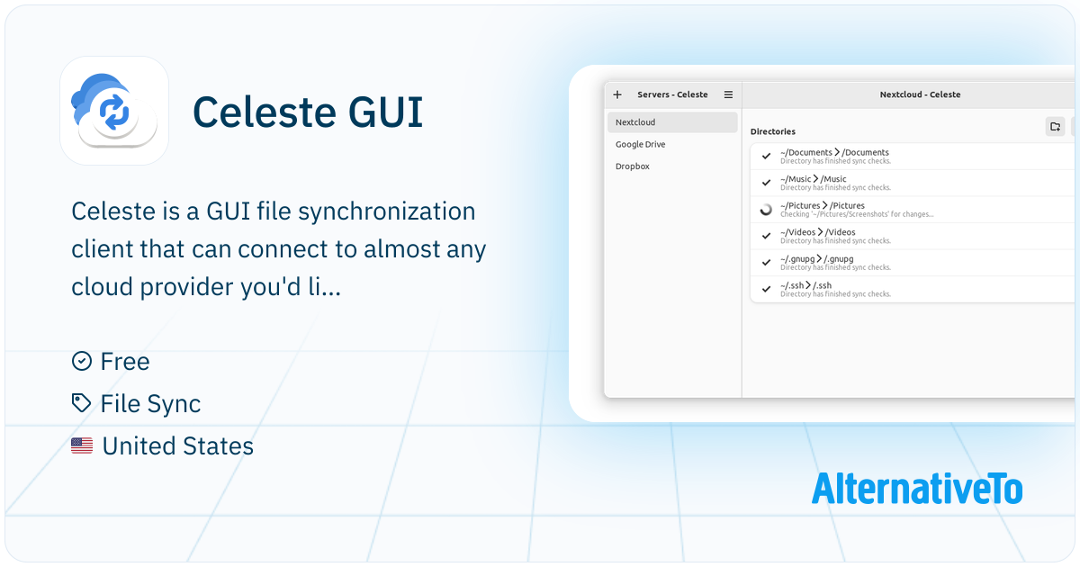 Celeste GUI: GUI file synchronization client that can sync with any ...