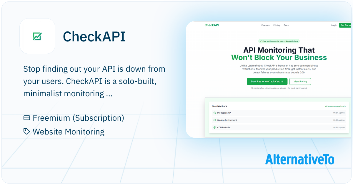CheckAPI: Minimalist API monitoring and status pages for solo ...